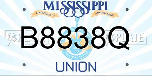B8838Q Mississippi License Plate