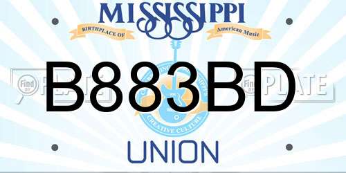 B883BD Mississippi License Plate