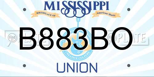 B883BO Mississippi License Plate