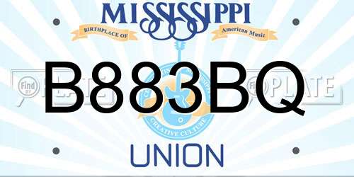 B883BQ Mississippi License Plate