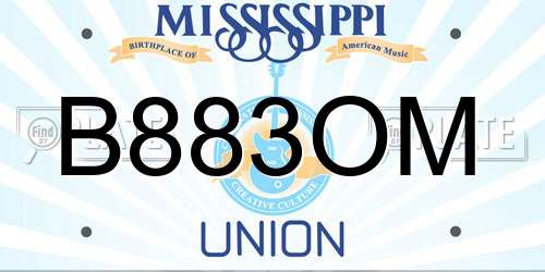 B883OM Mississippi License Plate