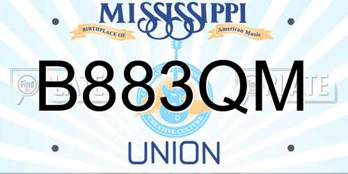B883QM Mississippi License Plate