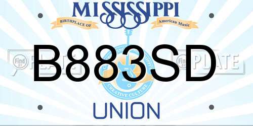 B883SD Mississippi License Plate