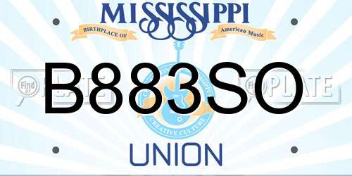 B883SO Mississippi License Plate