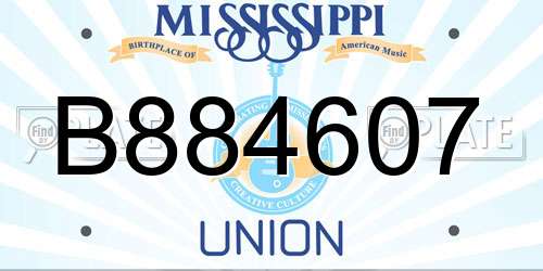 B884607 Mississippi License Plate