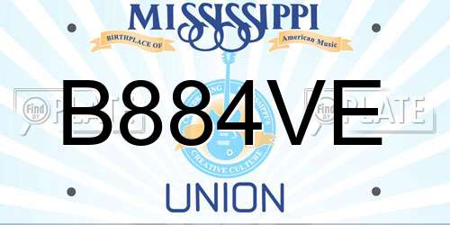 B884VE Mississippi License Plate