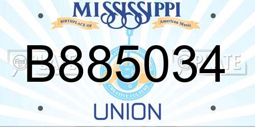 B885034 Mississippi License Plate
