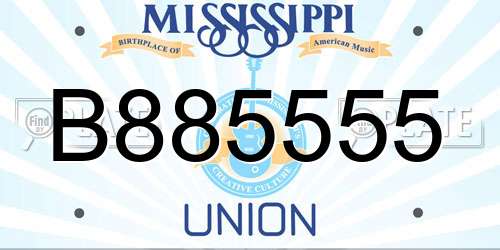 B885555 Mississippi License Plate