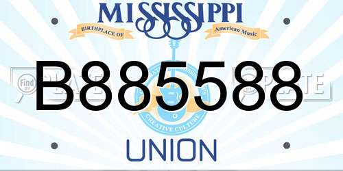 B885588 Mississippi License Plate