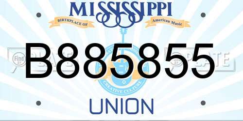 B885855 Mississippi License Plate
