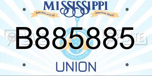 B885885 Mississippi License Plate