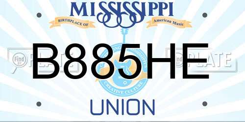 B885HE Mississippi License Plate