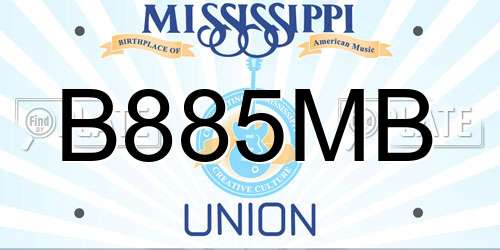 B885MB Mississippi License Plate