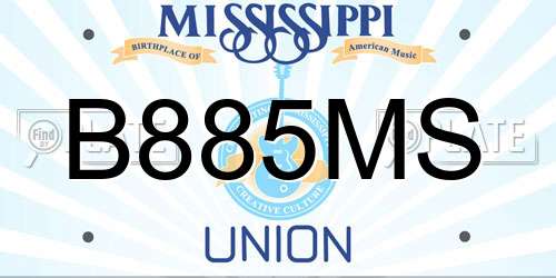 B885MS Mississippi License Plate