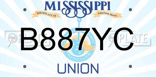 B887YC Mississippi License Plate