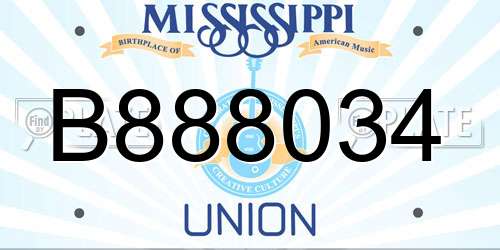 B888034 Mississippi License Plate