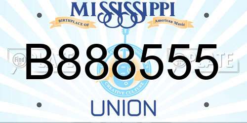 B888555 Mississippi License Plate