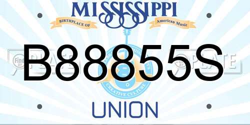 B88855S Mississippi License Plate