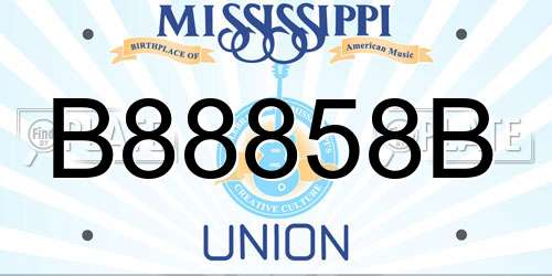 B88858B Mississippi License Plate