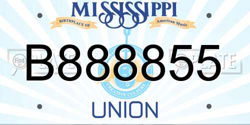 B888855 Mississippi License Plate