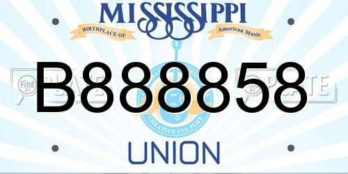 B888858 Mississippi License Plate