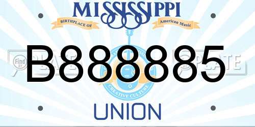 B888885 Mississippi License Plate