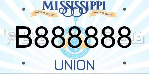 B888888 Mississippi License Plate