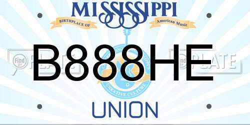B888HE Mississippi License Plate