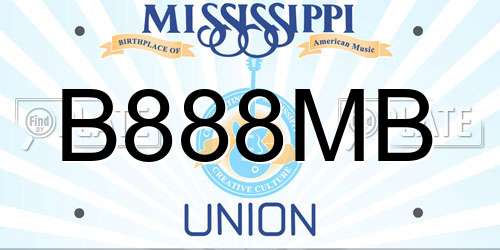 B888MB Mississippi License Plate