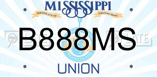 B888MS Mississippi License Plate