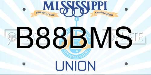 B88BMS Mississippi License Plate