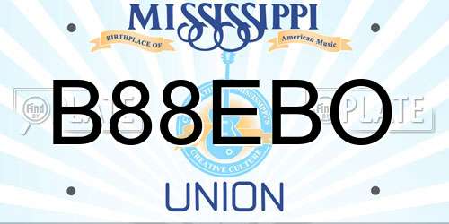 B88EBO Mississippi License Plate