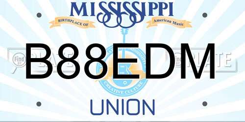 B88EDM Mississippi License Plate