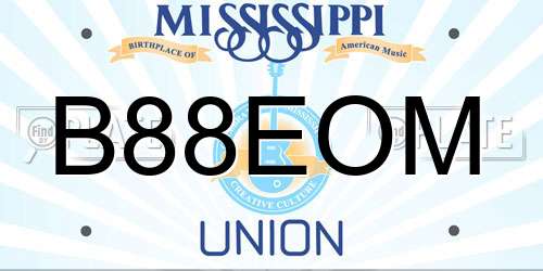 B88EOM Mississippi License Plate