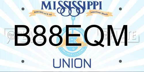 B88EQM Mississippi License Plate