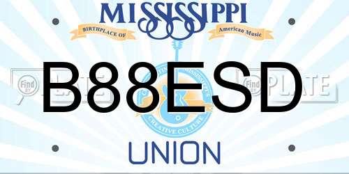 B88ESD Mississippi License Plate
