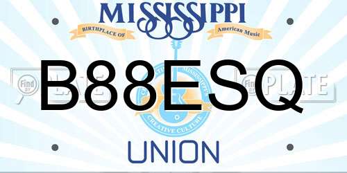 B88ESQ Mississippi License Plate