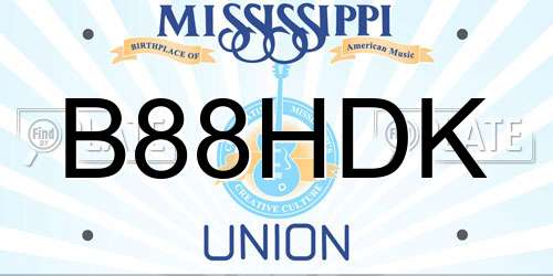 B88HDK Mississippi License Plate