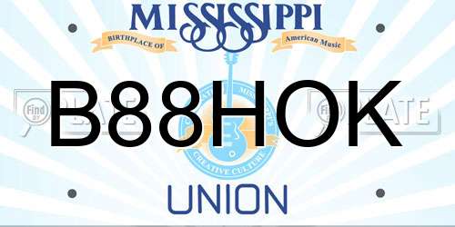B88HOK Mississippi License Plate