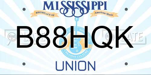 B88HQK Mississippi License Plate