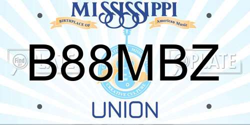 B88MBZ Mississippi License Plate