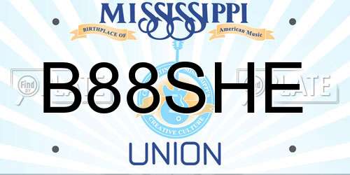 B88SHE Mississippi License Plate