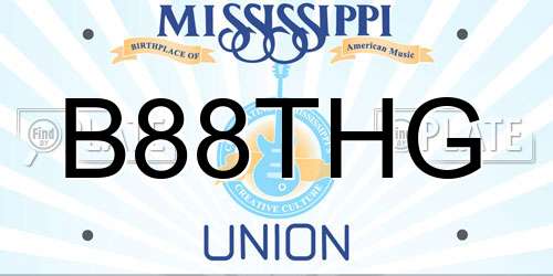 B88THG Mississippi License Plate