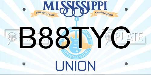 B88TYC Mississippi License Plate