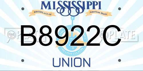 B8922C Mississippi License Plate