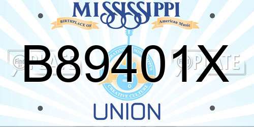 B89401X Mississippi License Plate