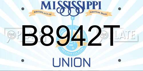 B8942T Mississippi License Plate