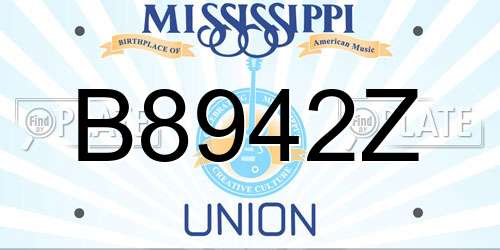B8942Z Mississippi License Plate