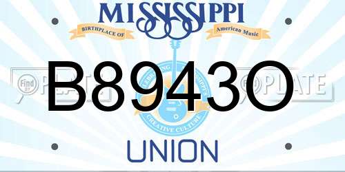 B8943O Mississippi License Plate