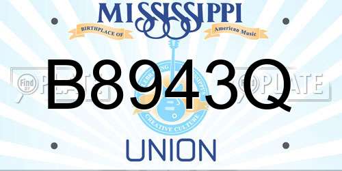 B8943Q Mississippi License Plate